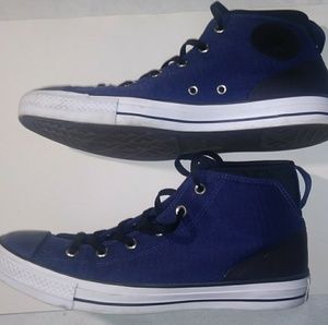Blue high top converse